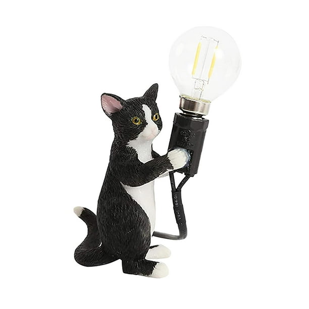 Lámpara de escritorio de resina Zulema con forma de gato Negro 100x60x140mm