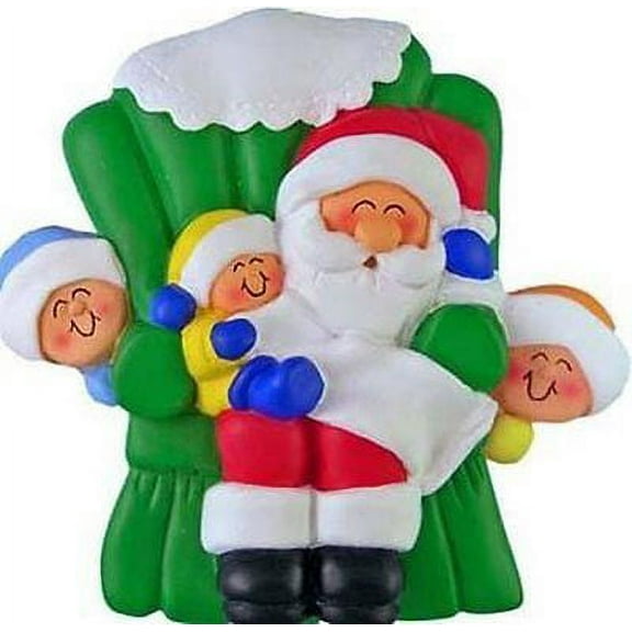 SANTA WITH THREE KIDS CHRISTMAS ORNAMENT