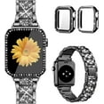 thumbnail image 6 of Compatible for Apple Watch Band 38mm 40mm 42mm 44mm with Screen Protector Case, Jewelry Replacement Metal Band & 2-pack Bling Full Cover Protective Case for iWatch Series 6/5/4/3/2/1(Black), 6 of 11