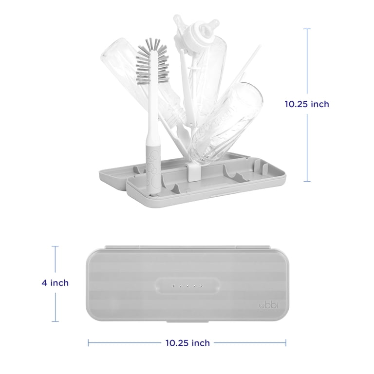 Ubbi On-The-Go Drying Rack and Brush Set, Gray photo 2