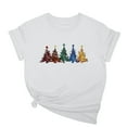 thumbnail image 3 of Feanecy Christmas Tree T Shirts for Women Novelty Xmas Print Graphic Tees Holiday Casual Short Sleeve Round Neck Tops Fashion Twisted Knot Hem Blouse White XXL, 3 of 5