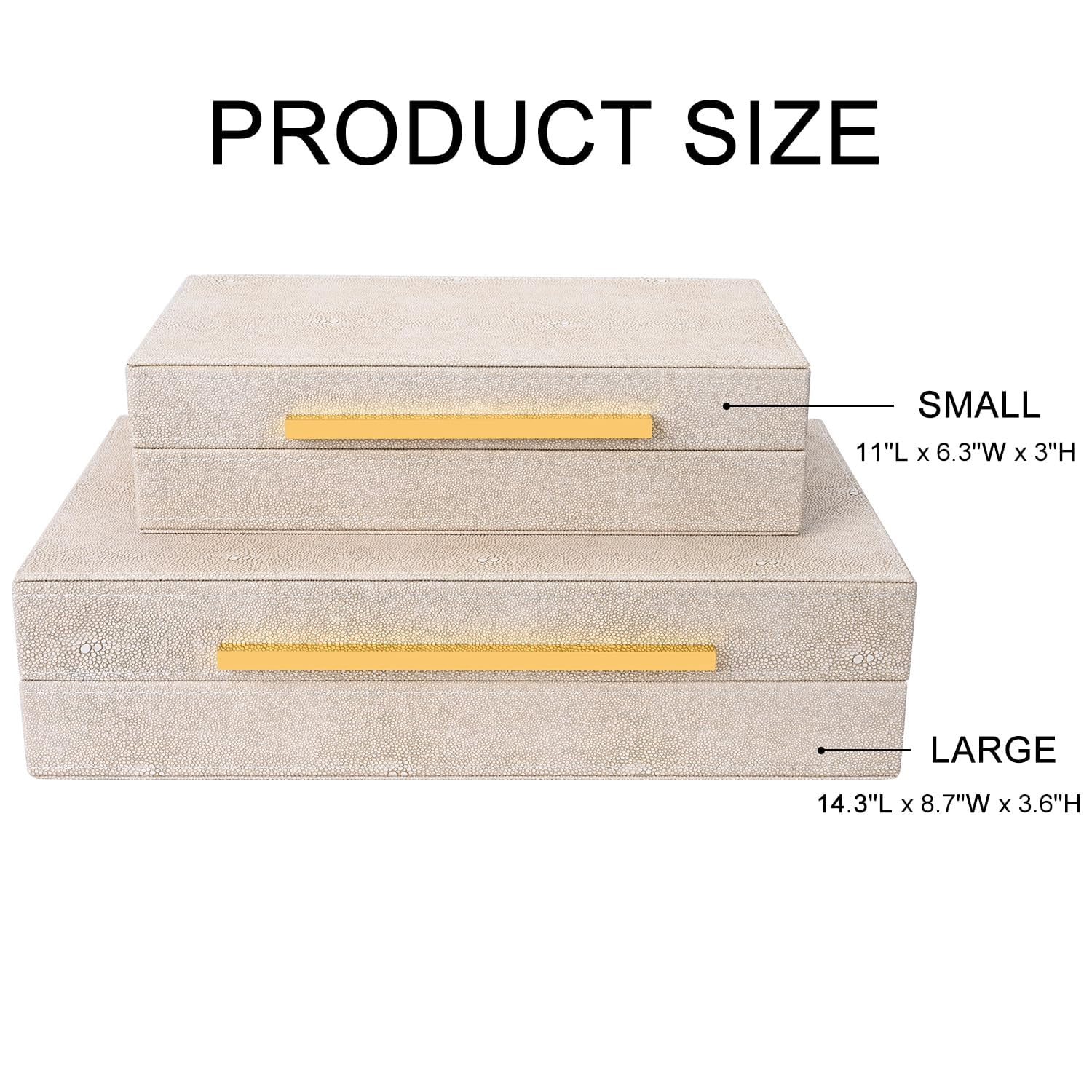 Shagreen Box Set Of 2 Faux Leather Decorative Boxes Large Nesting Storage With Lids For Modern Home Decor Stacking Organizer