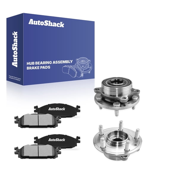 AutoShack Front Ceramic Brake Pads Wheel Hub Bearing Assemblies with ABS Replacement for 2011-2012 Ford Explorer 6-PC Kit