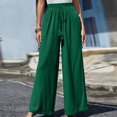 thumbnail image 4 of Plebaso Wide Leg Pants for Women Solid Color Elastic Waist Button Decoration Trousers Ladies Casual Loose Pants, 4 of 5