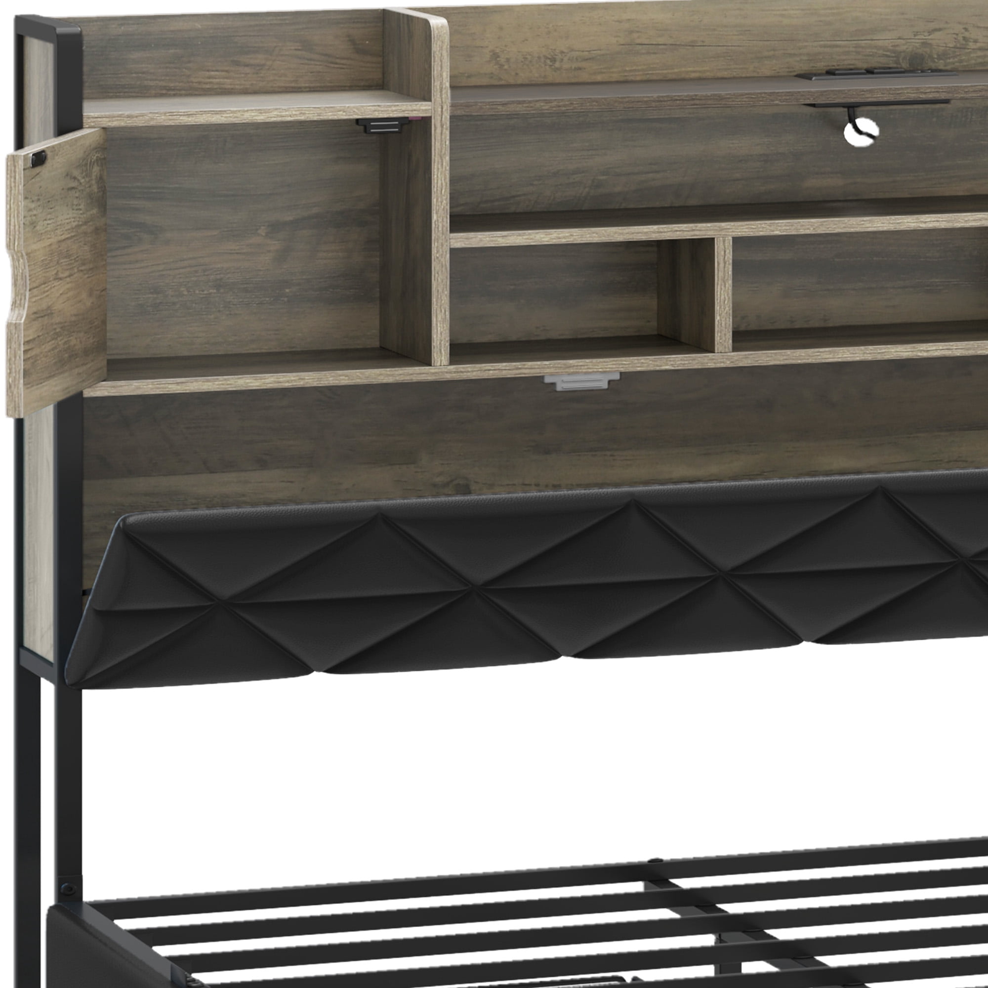 Uforic Queen Size PU Leather Platform Bed Frame with RGB Ambient Light, Bookcase Headboard & 4 Underbed Storage Drawers, Easy Assembly, Black