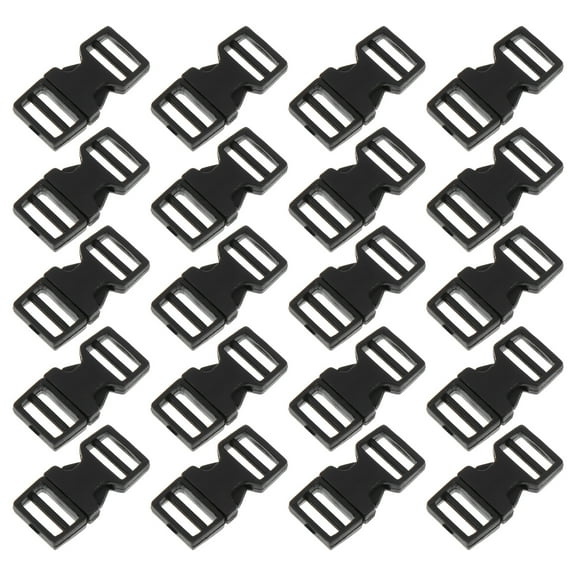 RENACLIPY Quick Slide Plastic Buckle, Black, Adjustable Webbing for Decor 20Pcs