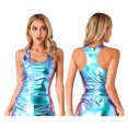 thumbnail image 3 of Chaleco metálico brillante para mujer, Top con escote en U profundo, sin mangas, espalda de corredor, camisola ajustada, camiseta sin mangas, ropa para fiesta callejera, disfraces, 3 of 5