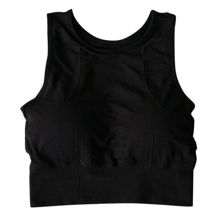 

Women Breathable Mesh Sexy Bra Shockproof Padded Bras Solid Seamless Fitness Bralette Tops Vest Black M