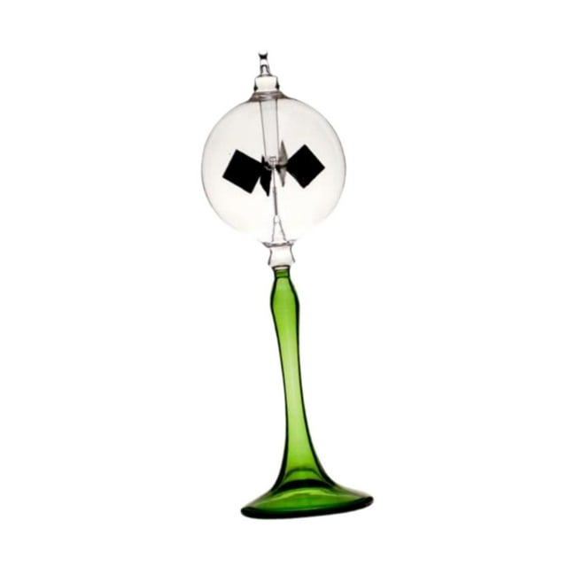 Tnarru Solar Crookes Radiometer Sun Light Energy Vanes Glass Educational Science Toy Tabletop Ornament for Party Home Decor Green