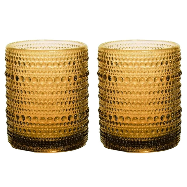 Juego de 2 vasos para beber de cristal vintage, vasos de vidrio con forma de tachuela de 12 oz, vaso de agua transparente con relieve, para cerveza, cócteles y whisky