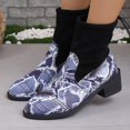thumbnail image 3 of NECHOLOGY Zapatos Botines para mujer Botas de tacón grueso para mujer botines de invierno con patrón geométrico de talla grande Color a juego tacones inclinados nuevo de retazos (Blue 8.5), 3 of 6