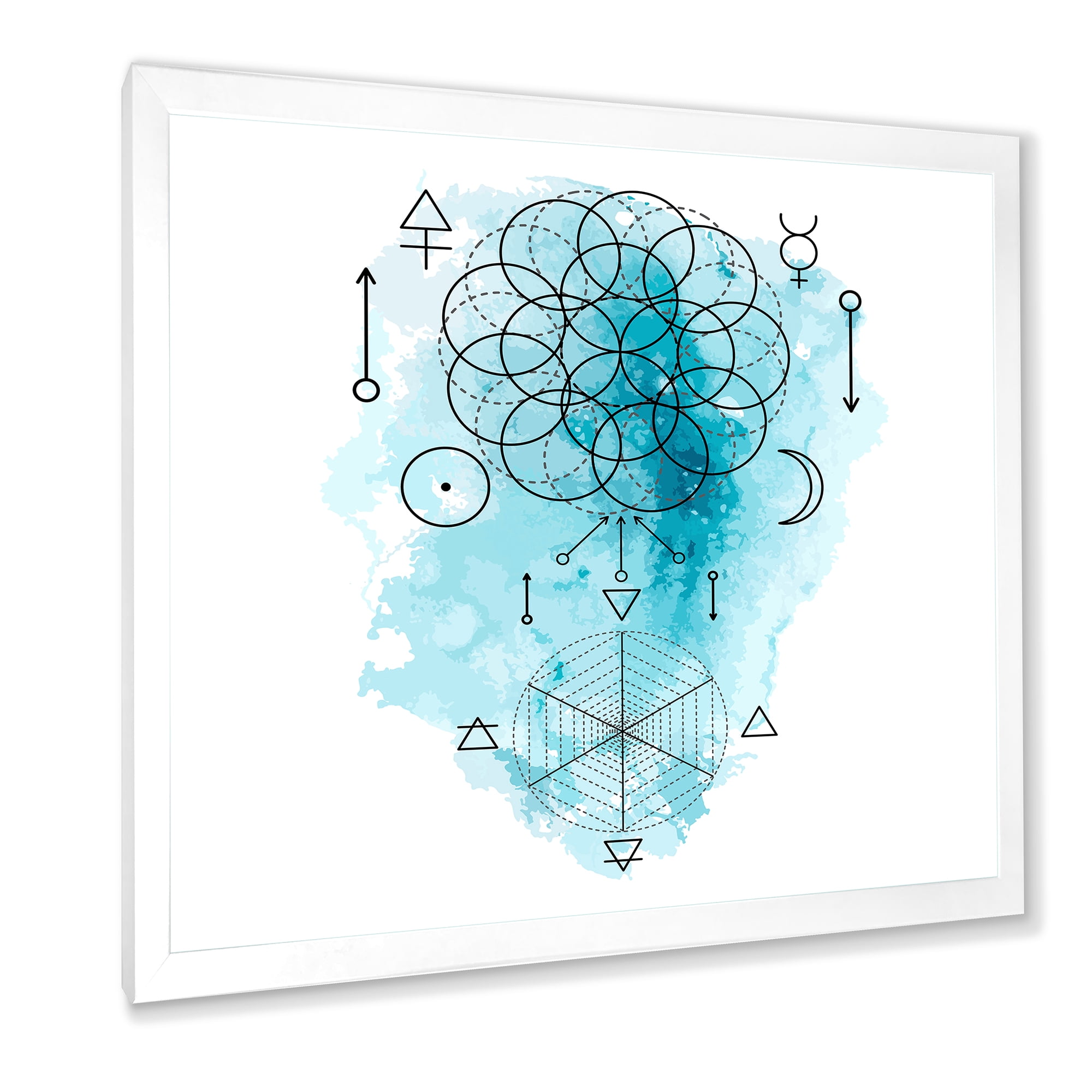 Designart 'Sacred Geometry and Symbol of Alchemy I' Bohemian & Eclectic Framed Art Print