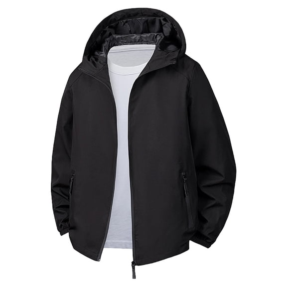 safuny Men's Hooded Zipper Cardigan Long Sleeve Fleece Jacket Soft Breathable Fabric Casual Outdoor Wear Standard Thickness Fashion Outerwear Black L
