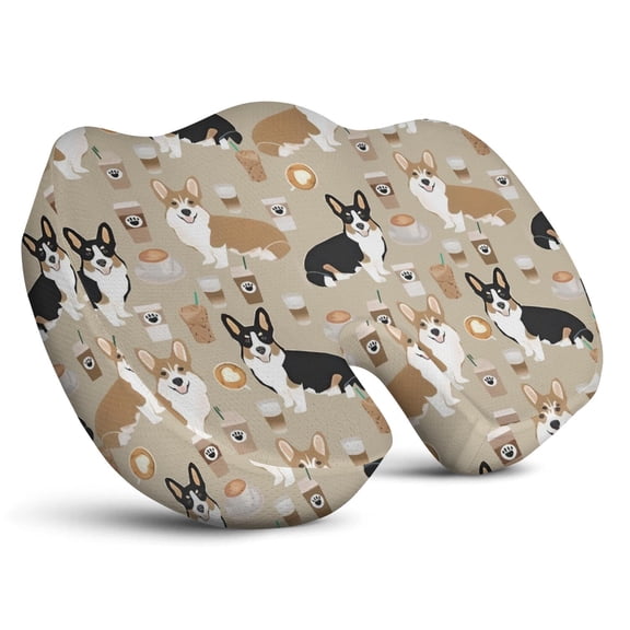 Premium Dog Pattern Memory Foam Seat Cushion Ergonomic Chair Pad for Office Chair, Car, Airplane & Bleachers Sciatica, Tailbone Hip & Back Pain Relief - Chair Cushion for Long Office Workers.