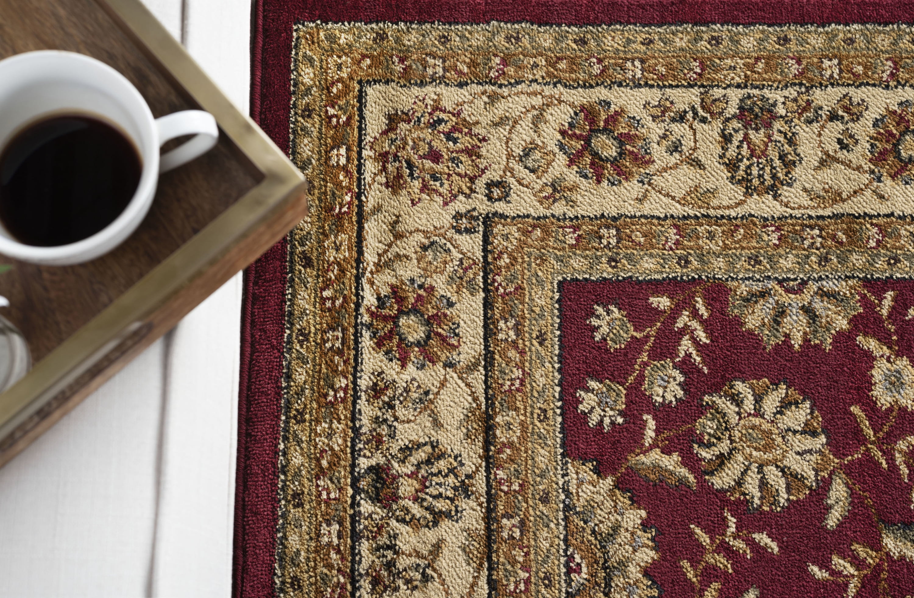 Elegance Traditional 3-Piece Set Red and Beige Polypropylene Indoor Area Rug