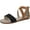 Brown, variant on LIFE STRIDE Womens Brown Leopard Print Woven Strappy Buckle Accent Comfort Riley Round Toe Wedge Zip-Up Sandals 7.5 M