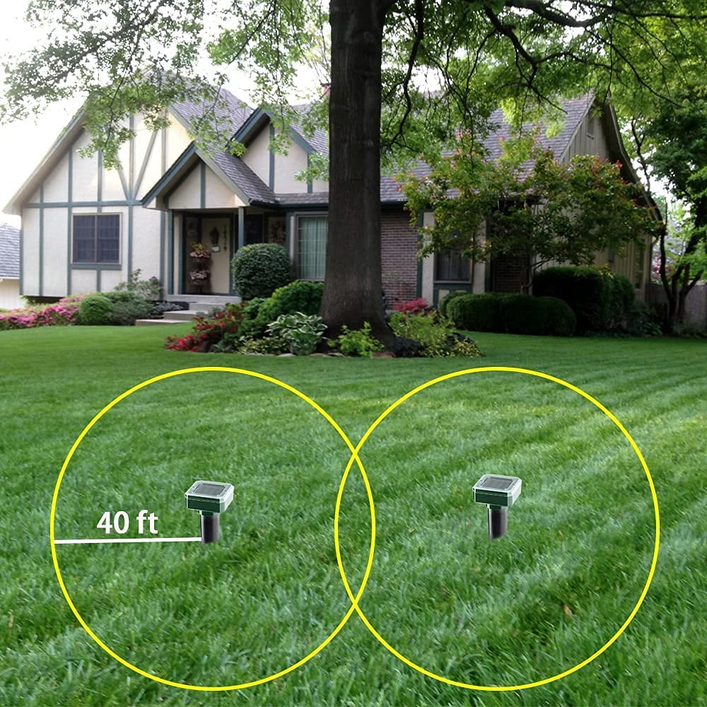 Roofei 2 PCS Solar Mole Repellent, Solar Mole Repeller Ultrasonic Pest Deterrent, IP65 Waterproof Animal Repellent, Rodent Repellent Pest Control Gopher, Vole & Snake for Outdoor Lawn Garden Yards