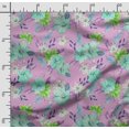 thumbnail image 2 of Soimoi Watercolor Floral Printed, Japan Crepe SatinFabric, By The Yard 54 Inch Wide, Decorative Sewing Fabric For Dresses, Kimonos, Gowns, Purple, 2 of 5