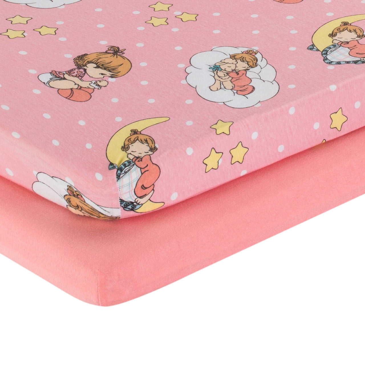 EVERYDAY KIDS 2 Pack Cradle Sheet Set Precious Moments Girls