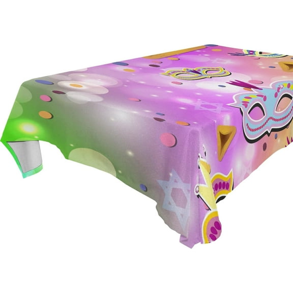 SKYSONIC Mardi Gras Tablecloth Waterproof Washable Polyester Square Table Cover Durable Tablecloth for Kitchen Dining Table Party Decor (54 X 72 Inch)