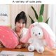 thumbnail image 3 of Double-Sided Rabbit Plush Pillow Toy with Carrot & Strawberry Design, Soft Stuffed Animal Doll for Kids, 3 of 5