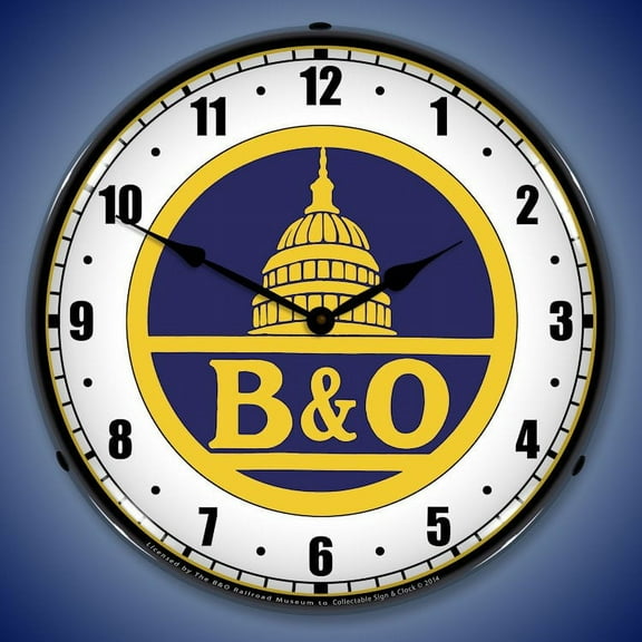 B&O Railroad 1 Wall Clock, Lighted