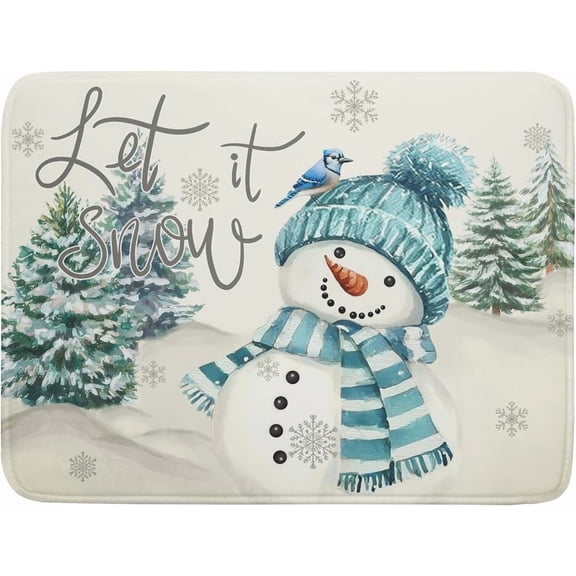 SM-XLHN 18"x24" Winter Blue Snowflakes Dish Drying Mat Christmas Snow Falling Nature Ice Dish Drainer Mats for Kitchen Microfiber Reversible Dish Drying Rack Pad for Countertop Tabletop Decor