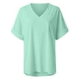 thumbnail image 6 of Giftesty Women's Gradient Solid Blouse V-Neck Short Sleeve Loose T-Shirt Pockets Tops, 6 of 6