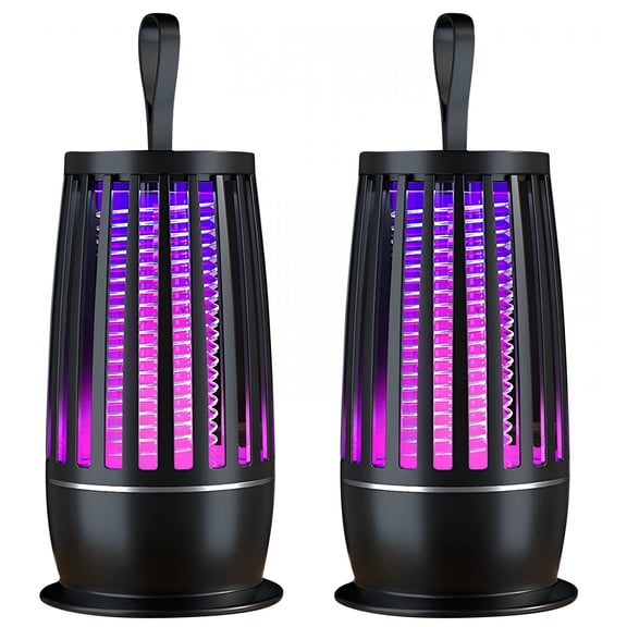 HIBIBUD Portable Mosquito Trap 2-Pack, Rechargeable Electric Bug Zapper with LED Light, Quiet Indoor Outdoor Insect Killer for Bedroom, Patio, and Camping