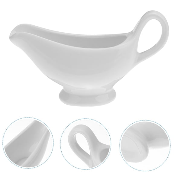 Ceramic Gravy Boat, 3 oz with Handle Creamer Pitcher for Dining, Sauces, Salad Decor