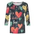 thumbnail image 5 of QQAMB Women Love Heart Valentines Day Tops 3/4 Sleeve Shirts Blouses Funny Cute Graphic T-Shirt Casual Clothing Outfit Navy 4XL, 5 of 5