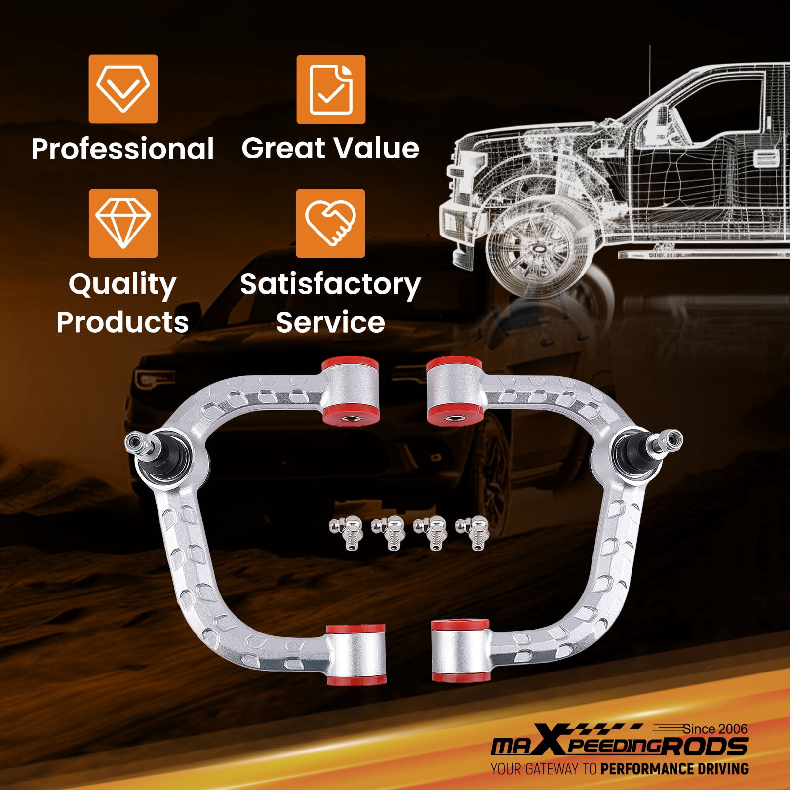 maXpeedingrods 2-4" Lift Aluminum Control Arm for F-150 2004-2020, for Ford Expedition Navigator 2006-2022, Adjustable Forged Front Upper Control Arms