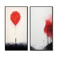 thumbnail image 2 of Designart "Tender Red Serenity Minimal Watercolor II" Abstract Landscape Framed Wall Art Set Of 2 - Modern Red Framed Canvas Set For Living Room Decor, 2 of 6