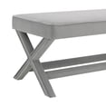 thumbnail image 7 of GZXS Mid-Century Modern Velvet Upholstered Bench with X-Frame, 42"W Padded Ottoman Seat for Bedroom/End of Bed/Window/Hallway, Light Gray, 7 of 7