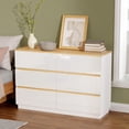 thumbnail image 2 of Ktaxon 6 Drawer Double Dresser Wood Dresser Organizer Storage Cabinet Chest Of Drawers, White, 2 of 12