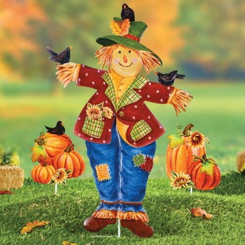 Metal Harvest Scarecrow Garden Stake Set Set of 3