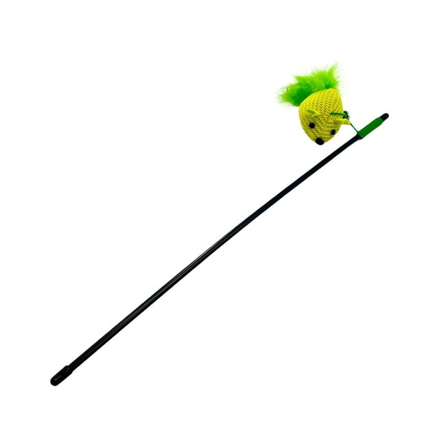 Juguete interactivo para gatos de 57 cm con cuerda y plumas para cachorros de interior. Verde