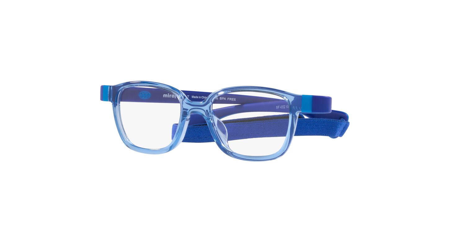 Miraflex Youth Eyeglasses 0MF4002 Flexible & Safe with Case & Headband, Light Blue, 42mm