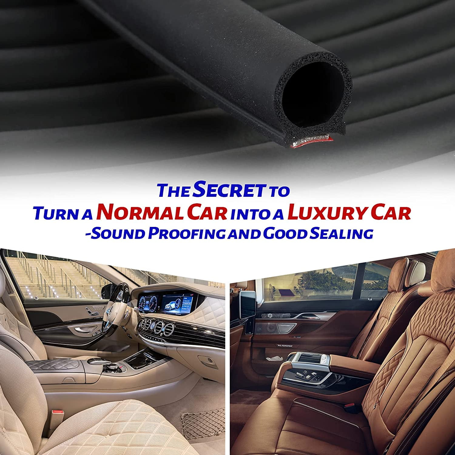 D-Shape Car Door Rubber Seal Strip,Black Automotive Weather Stripping with Self-Adhesive to Reduce Noise and Water-Leaking fit Most Car,Truck,SUV,RV,Boat and Home Application
