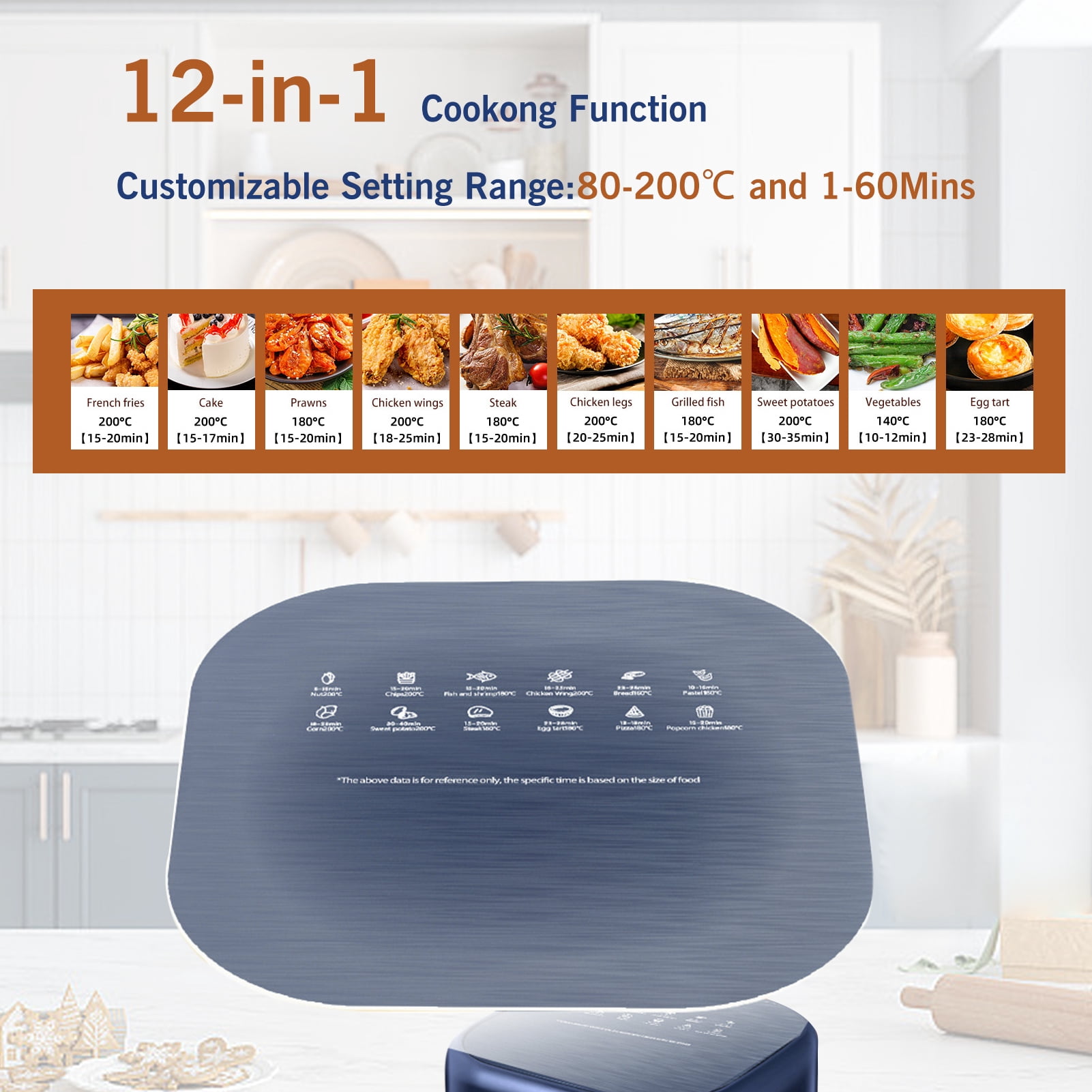 7.2 Quart 2400W Air Fryer Oven 360℃ Circulating Heating Air Frier Cookers, Air Fryer, Bake, Press, Grill