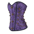 thumbnail image 5 of Women's Vintage Floral Print Lace Boned Gothic Underbust Corset Hourglass Tummy Control Shaping Bodice for Renaissance Party, 5 of 6