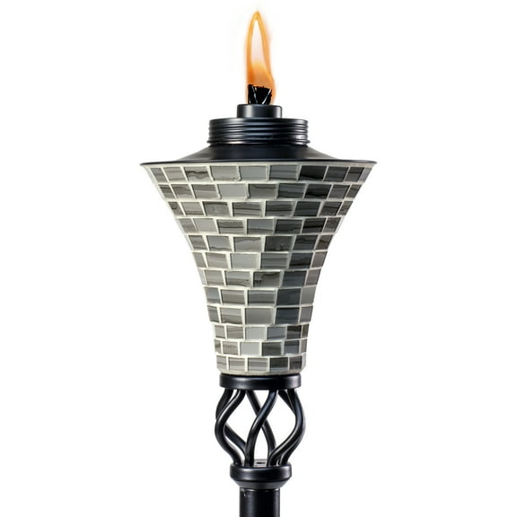 TIKI Brand 62-inch Hosta Metal Torch Gray Mosaic