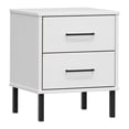 thumbnail image 2 of White Bedside Table with Metal Legs, Solid Pine Nightstand - OSLO Industrial Style, 2 of 8