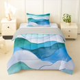 thumbnail image 2 of jejeloiu Teal Watercolor Wave Pattern Twin Comforter Sets Kids,Abstract Geometric Pattern Bedding Set,Reversible,2 Pieces, 2 of 8