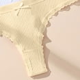 thumbnail image 4 of Qingpeng Womens Low Rise Lace Trim Thong Solid Color Bow Detail Panties Breathable Underwear Size S-XL, 4 of 5