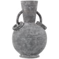 thumbnail image 6 of DecMode 13" Textured Whitewashed Gray Ceramic Vase with Ring Handles, 6 of 9