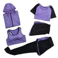 thumbnail image 2 of Conjuntos de chándal para mujer, conjunto deportivo suave y cómodo de secado rápido para correr, trotar, gimnasio, entrenamiento, conjunto de 5 piezas: sujetador deportivo, camiseta, abrigo y 2 p, 2 of 5