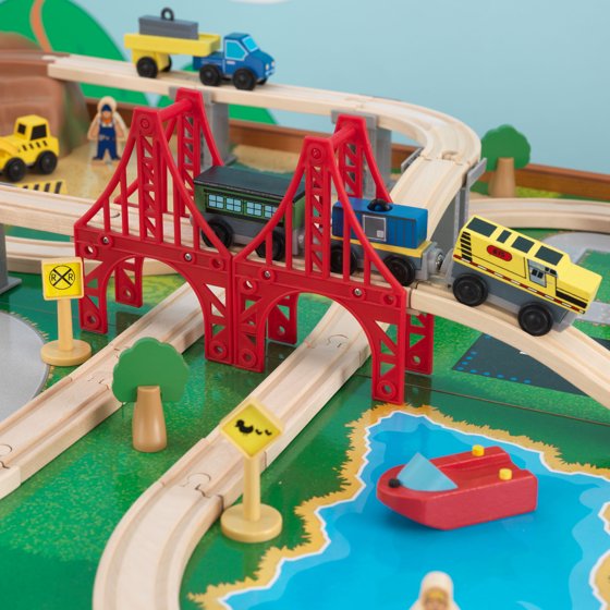 Kidkraft Ride Around Town Train Set Table With 100 Accessories Included