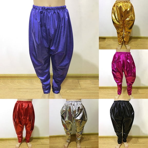 NordicNest Unisex Kids Metallic Harem Pants, Loose Fit Hop Street Dance Performance Trousers Blue 100