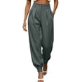 thumbnail image 2 of Ynynloco Womens Wide Leg Dress Pants Business Casual Flowy Work Palazzo Pants High Waisted Slacks Trousers Draped Ankle Cuff Trousers, 2 of 7